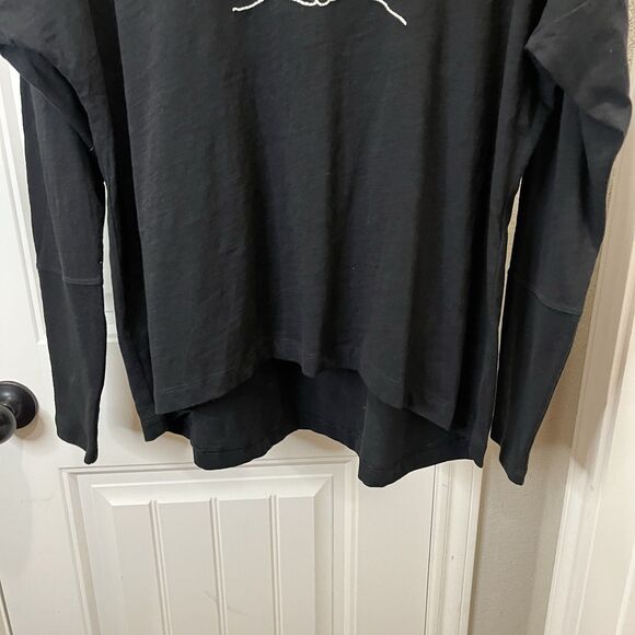 Darling Cabi # 4197 "Love You Tee" Boxy Fit Dropped Shoulders Black Top Size M - Picture 3 of 11